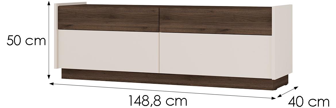 Kobe 303 4S TV komoda 4fioke 148,8x40x50 bež/tamni orah