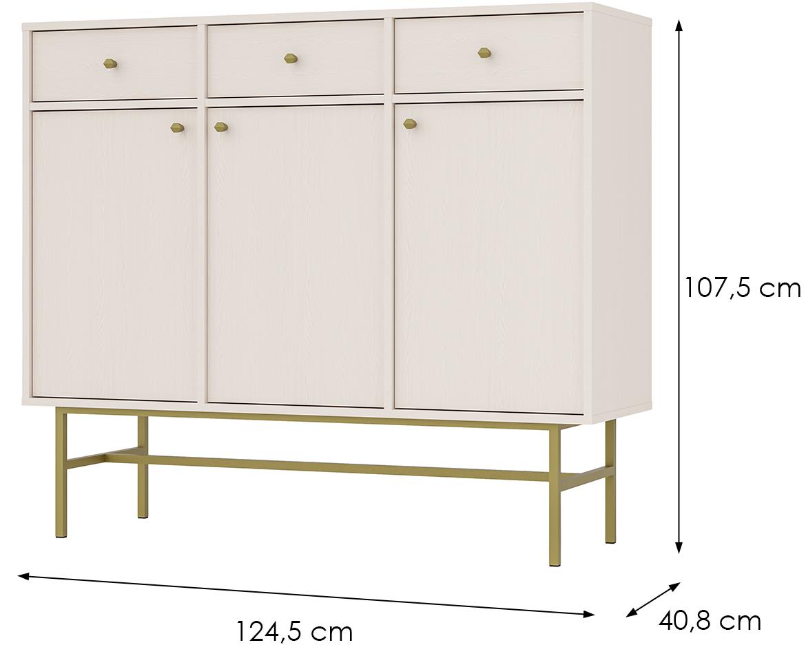 Tokyo 3 3F 3S komoda 3fioke, 3vrata 124,5x40,8x107,5 bež 827