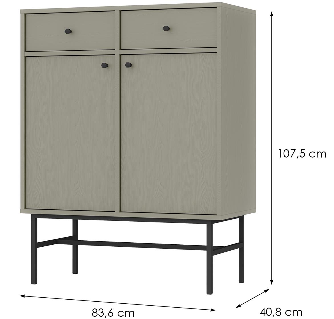 Tokyo 3 2F 2S komoda 2fioke, 2vrata 83,6x40,8x107,5 eukaliptus 826