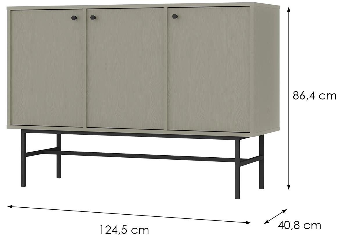 Tokyo 3 3F komoda 3vrata 124,5x40,8x86,4 eukaliptus 813