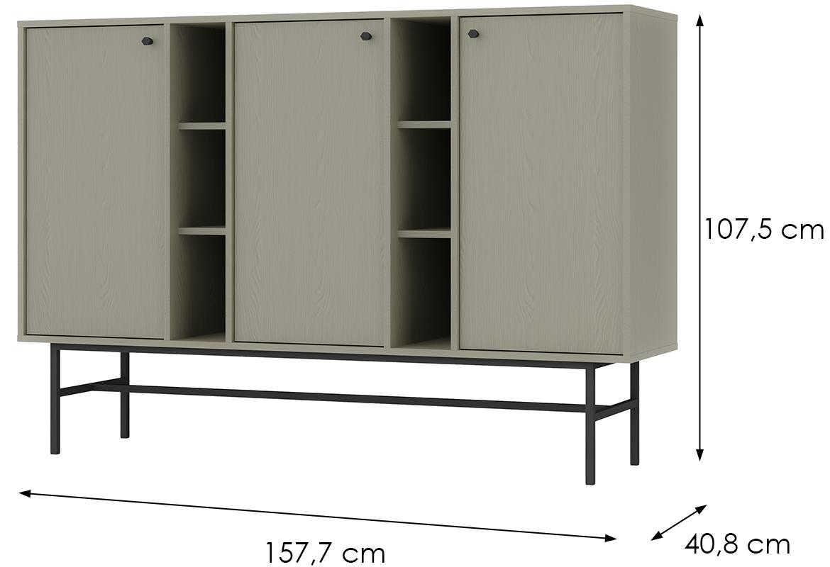 Tokyo 3 3D komoda 3vrata 157,7x40,8x107,5  eukaliptus 823