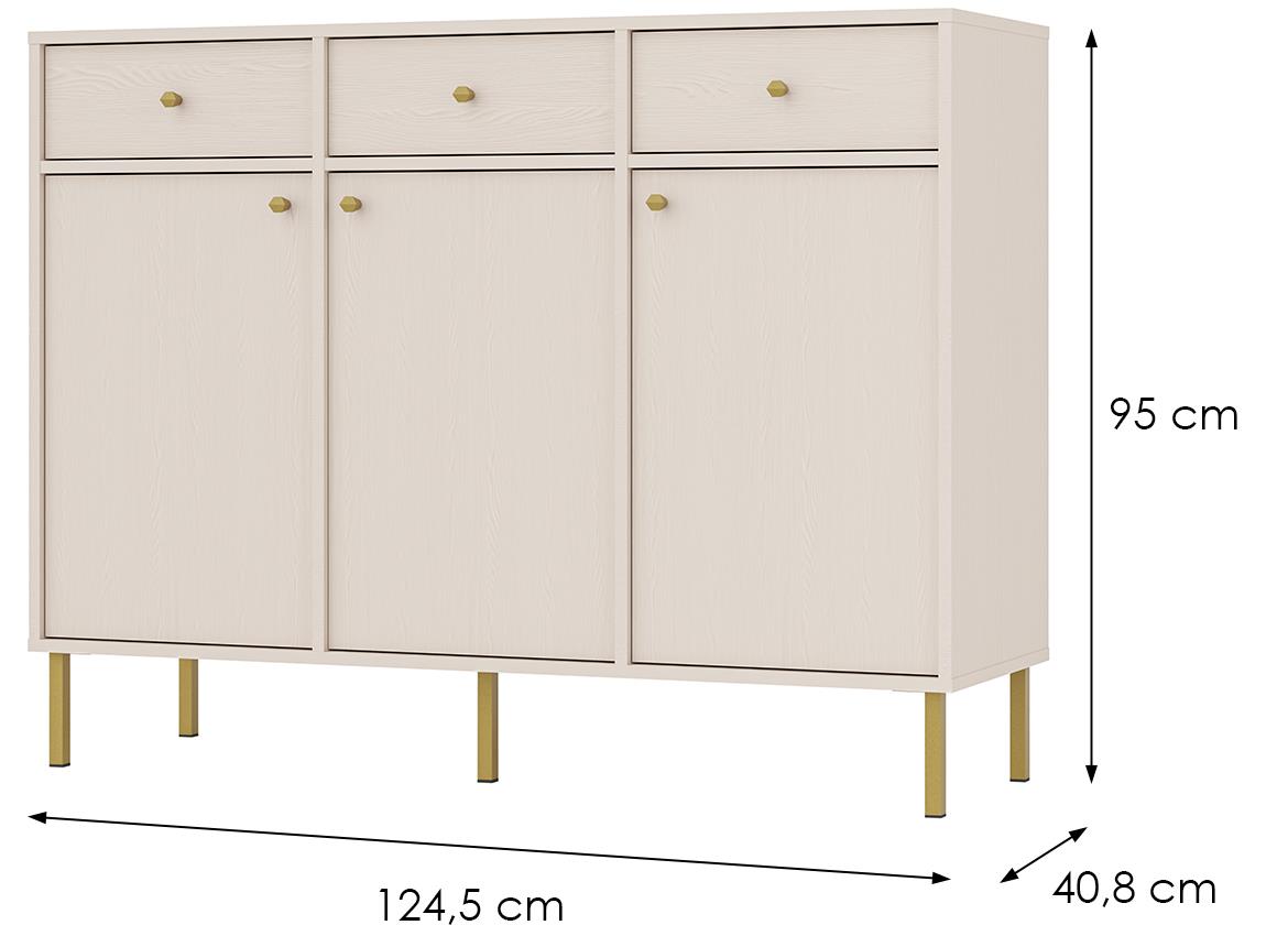 Tokyo 2 3F 3S komoda 3fioke, 3vrata 124,5x40,8x95 bež 827