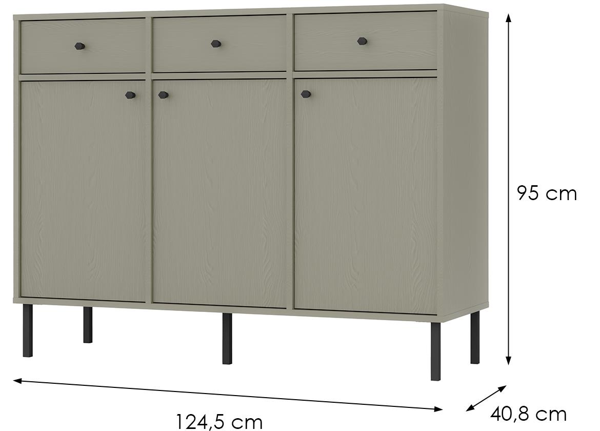 Tokyo 2 3F 3S komoda 3fioke, 3vrata 124,5x40,8x95 eukaliptus 827