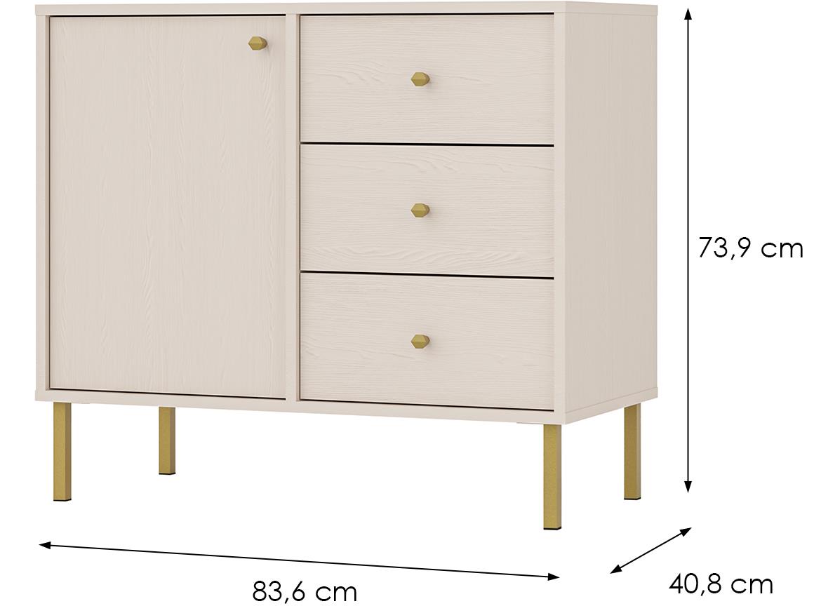 Tokio 2 1F 3S komoda 1vrata, 3fioke 83,6x40,8x73,9 bež 814