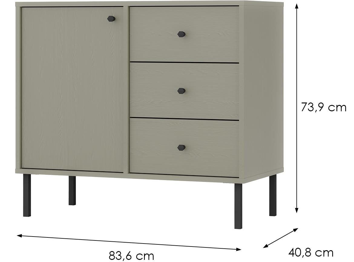 Tokio 2 1F 3S komoda 1vrata, 3fioke 83,6x40,8x73,9 eukaliptus 814