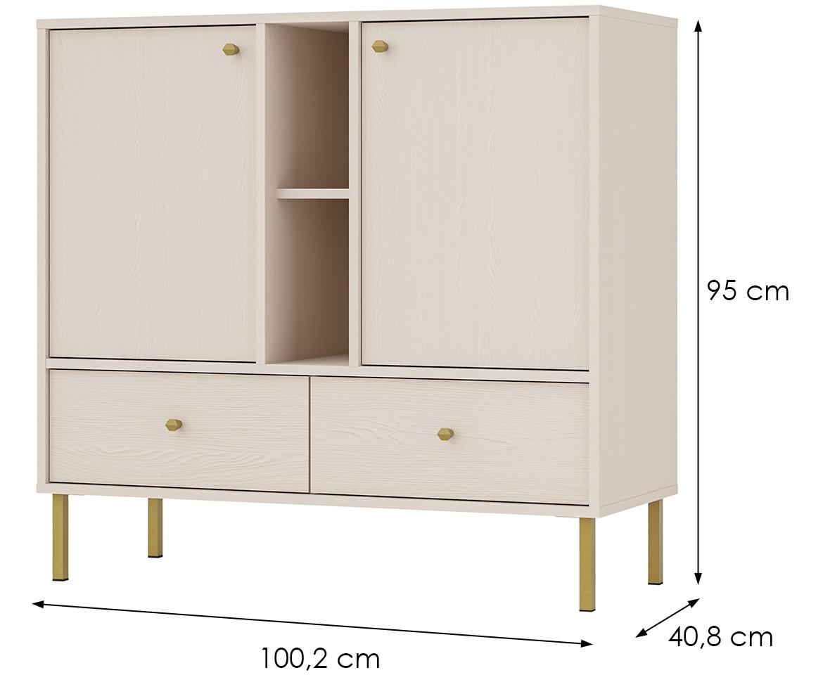 Tokyo 2 2F 2S komoda 2vrata, 2fioke 100,2x40,8x95 bež 825