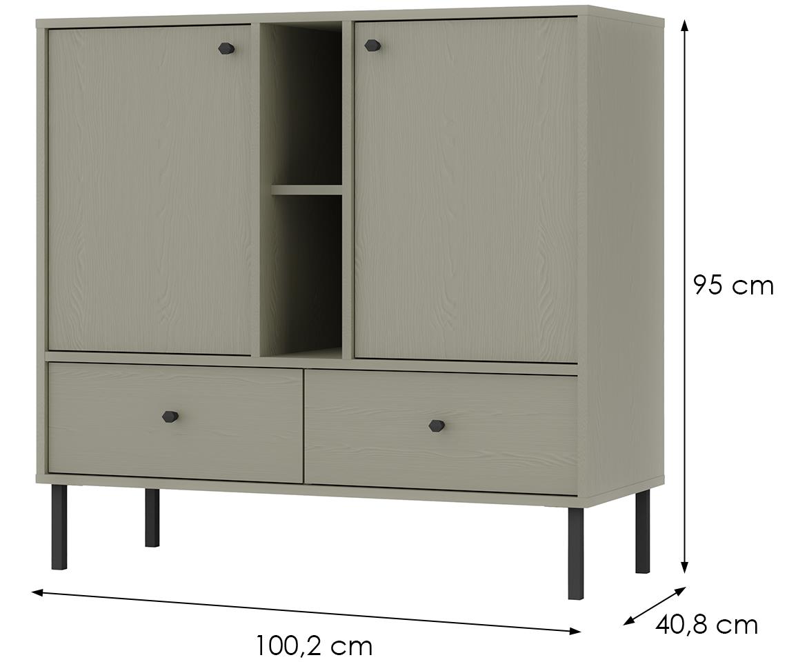 Tokyo 2 2F 2S komoda 2vrata, 2fioke 100,2x40,8x95 eukaliptus 825