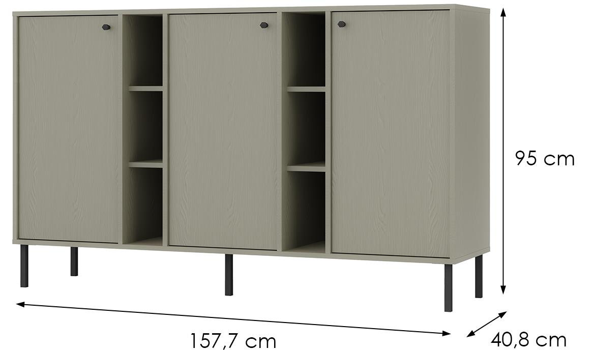 Tokyo 2 3D komoda 3vrata 157,7x40,8x93,5  eukaliptus 823