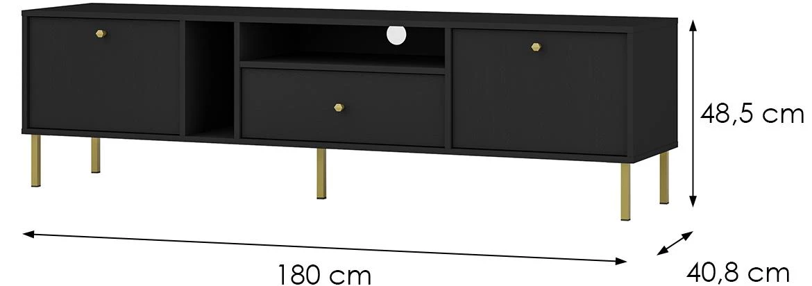 Tokyo 2 2K 1S TV komoda 2vrata, 1fioka 180x40,8x50 crni 313