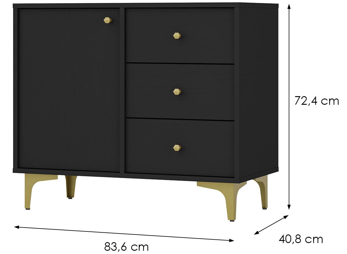 Tokio 1 1F 3S komoda 1vrata, 3fioke 83,6x40,8x72,4 crna 814