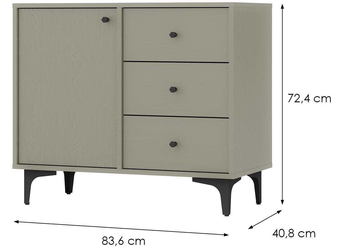 Tokio 1 1F 3S komoda 1vrata, 3fioke 83,6x40,8x72,4 eukaliptus 814