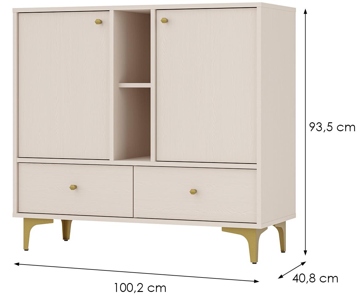 Tokyo 1 2F 2S komoda 2vrata, 2fioke 100,2x40,8x93,5 bež 825