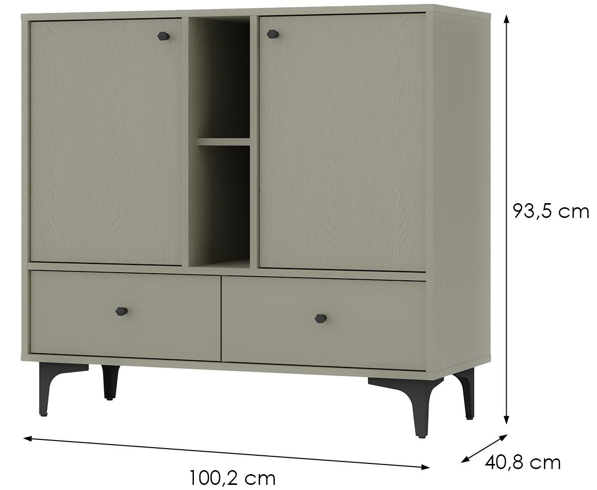 Tokyo 1 2F 2S komoda 2vrata, 2fioke 100,2x40,8x93,5 eukaliptus 825