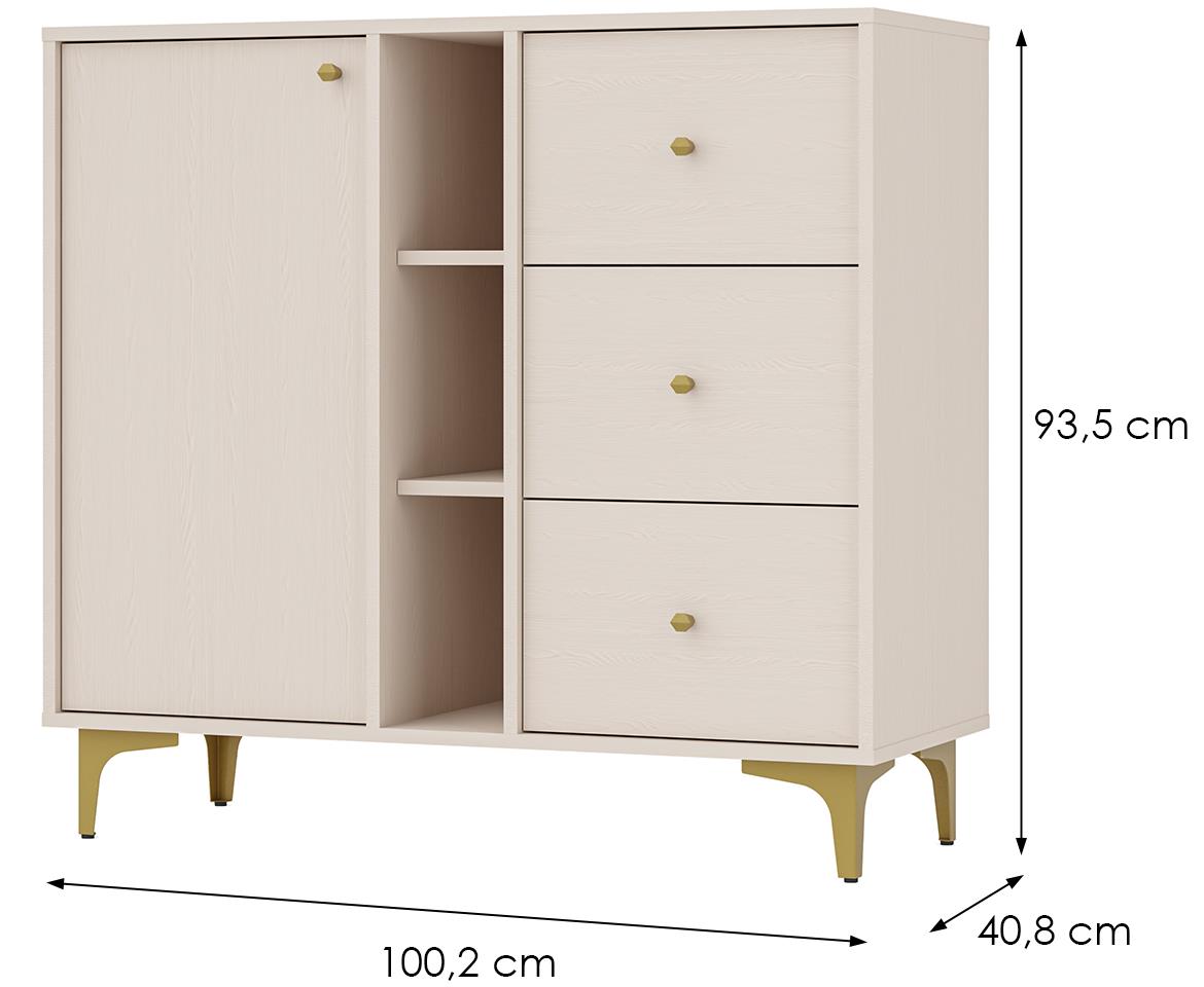 Tokio 1 1F 3S komoda 1vrata, 3fioke 100,2x40,8x93,5 bež 824