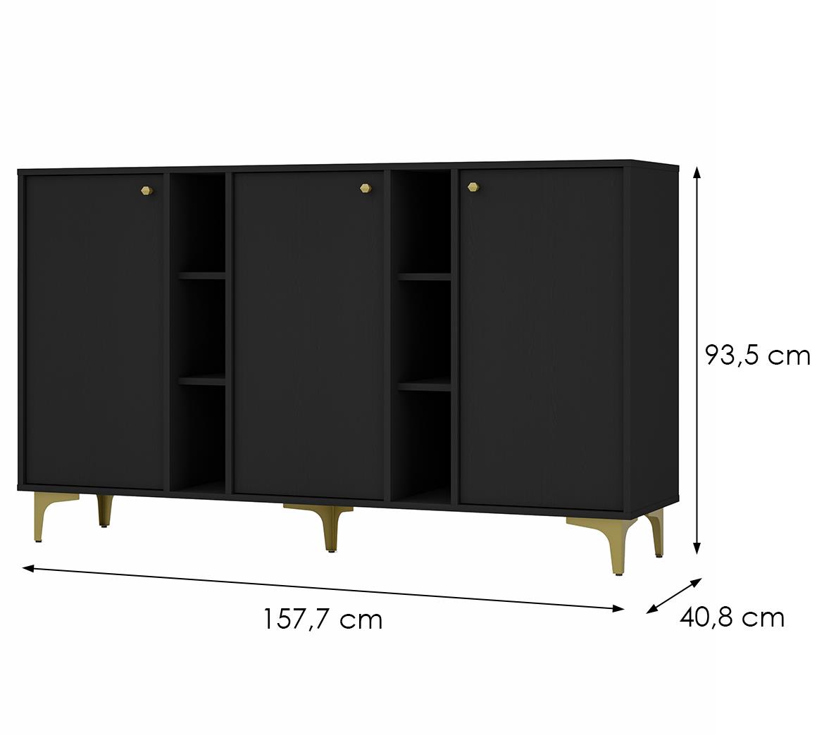 Tokyo 1 3D komoda 3vrata 157,7x40,8x93,5  crna 823