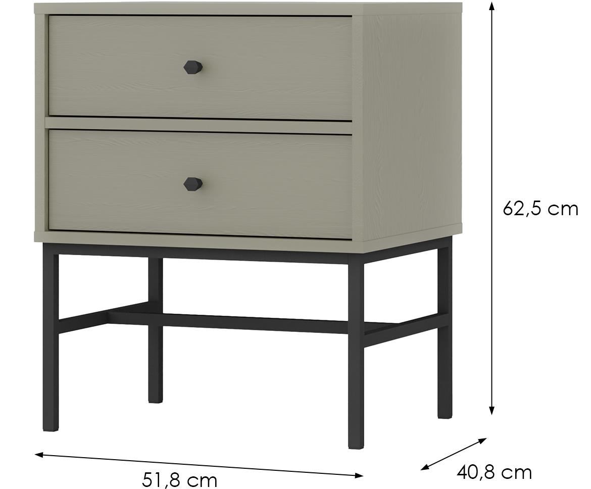 Tokyo 3 2S nocnik 2fioke 51,8x40,8x62,5 eucaliptus 801