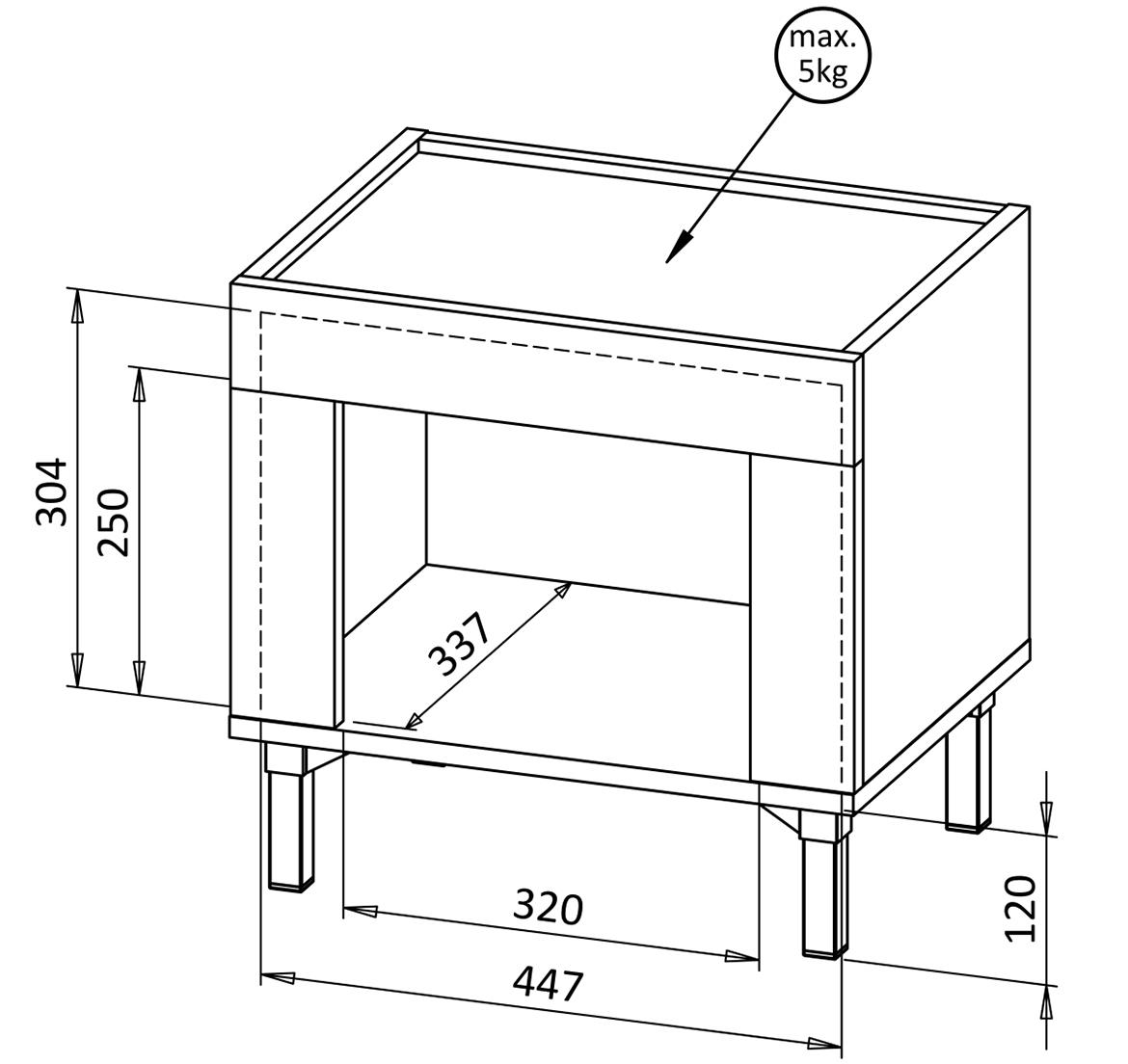 Mossa M11 nocni ormaric 1 vrata 48x36x46,6 cm natur (viski  hrast)/kašmir