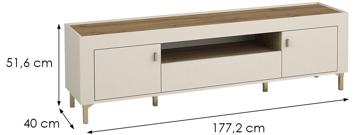 Mossa M08 TV komoda 2 vrata + 1 ladica 177,2x40x51,6 cm whisky hrast/kašmir