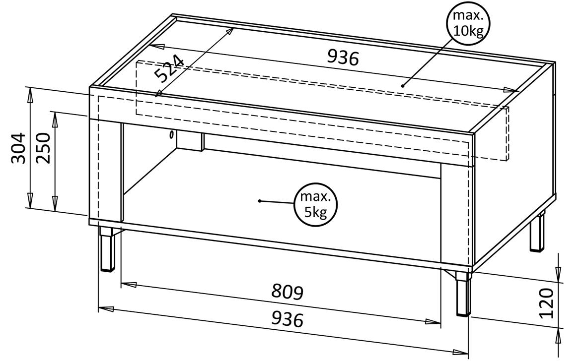 Mossa M09 klub sto 96,9x56x46,6 cm natur (viski hrast)/crni