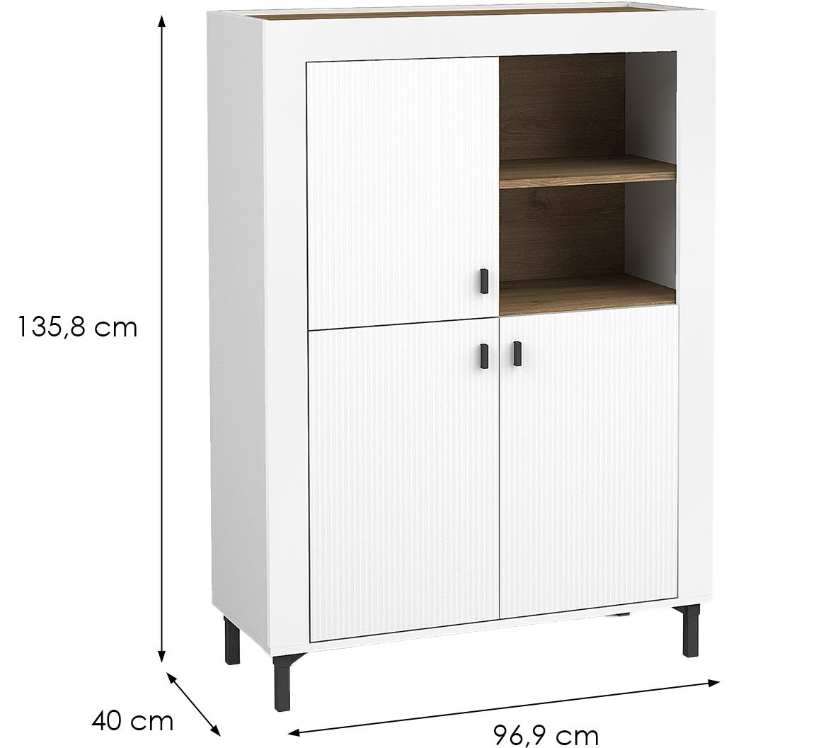 Mossa M05 komoda 3 vrata 96,9x40x135,8 cm natur (viski hrast)/bela