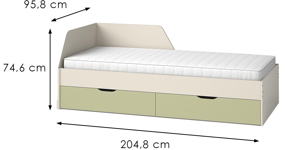 Melo ME9 krevet 204,8x95,8x74,6 cm kašmir/avokado