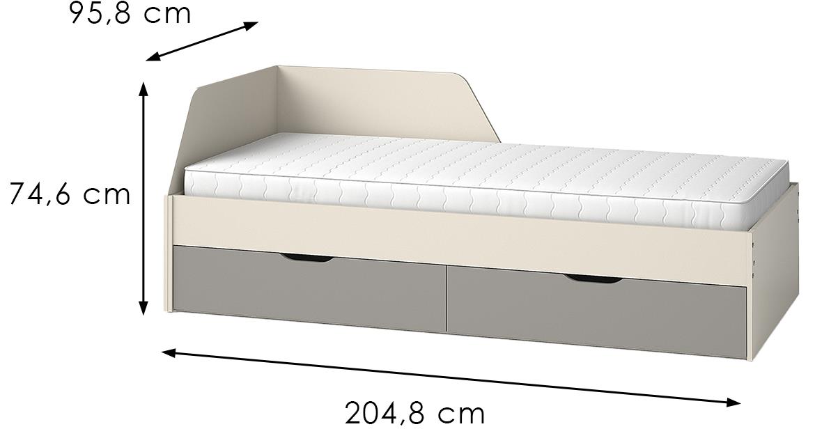 Melo ME9 krevet 204,8x95,8x74,6 cm kašmir/antracit