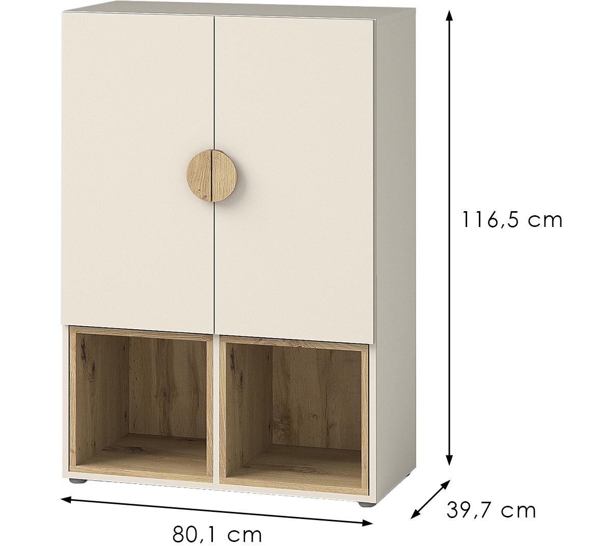 Melo ME6 komoda 2 vrata 80,1x116,5x39,7 cm kašmir/natur (Artisan hrast)