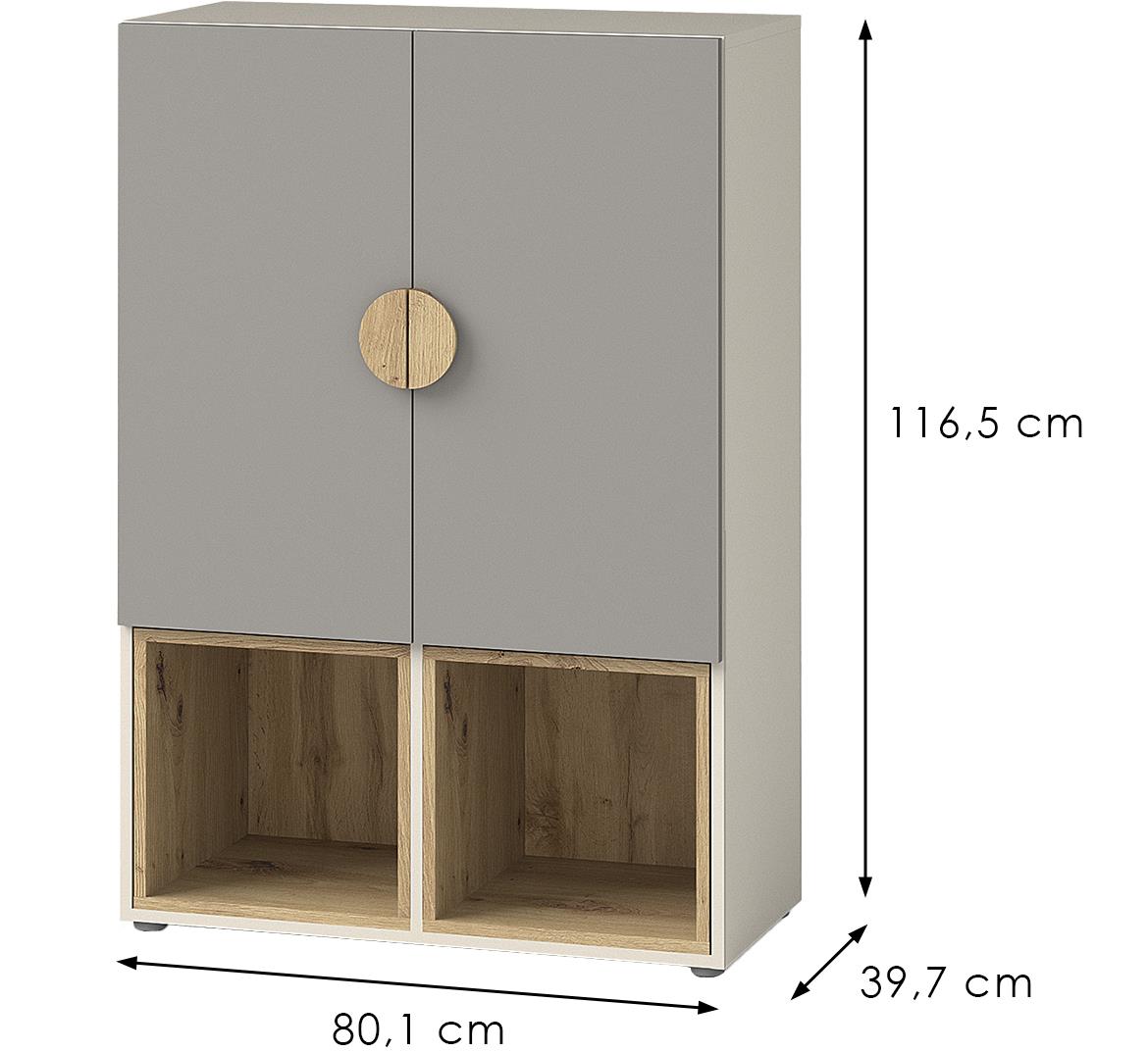 Melo ME6 komoda 2 vrata 80,1x116,5x kašmir/natur (Artisan hrast-antracit)