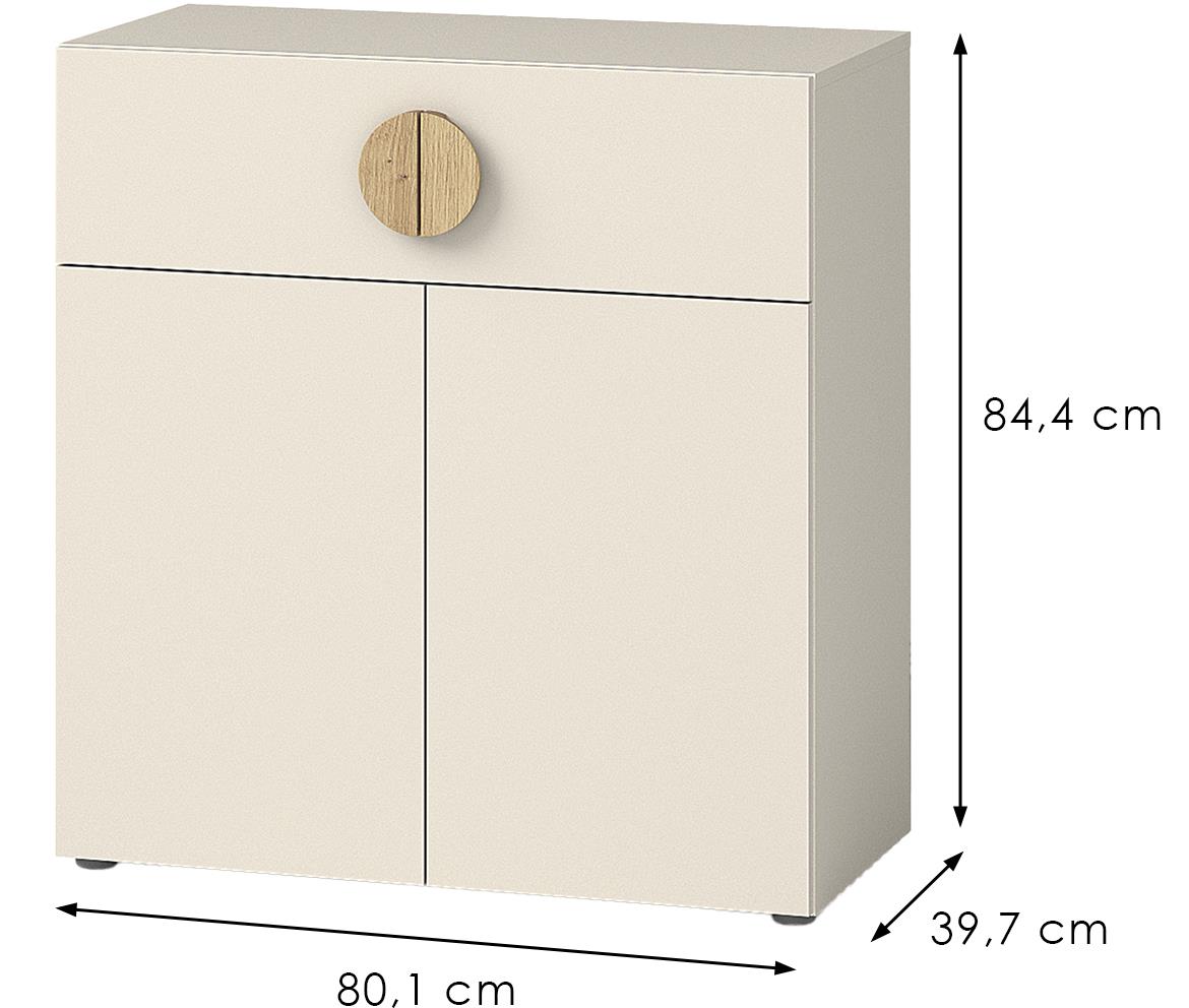 Melo ME5 komoda 1 fioka + 2 vrata 80,1x39,7x84,4 cm  kašmir/natur (Artisan hrast)