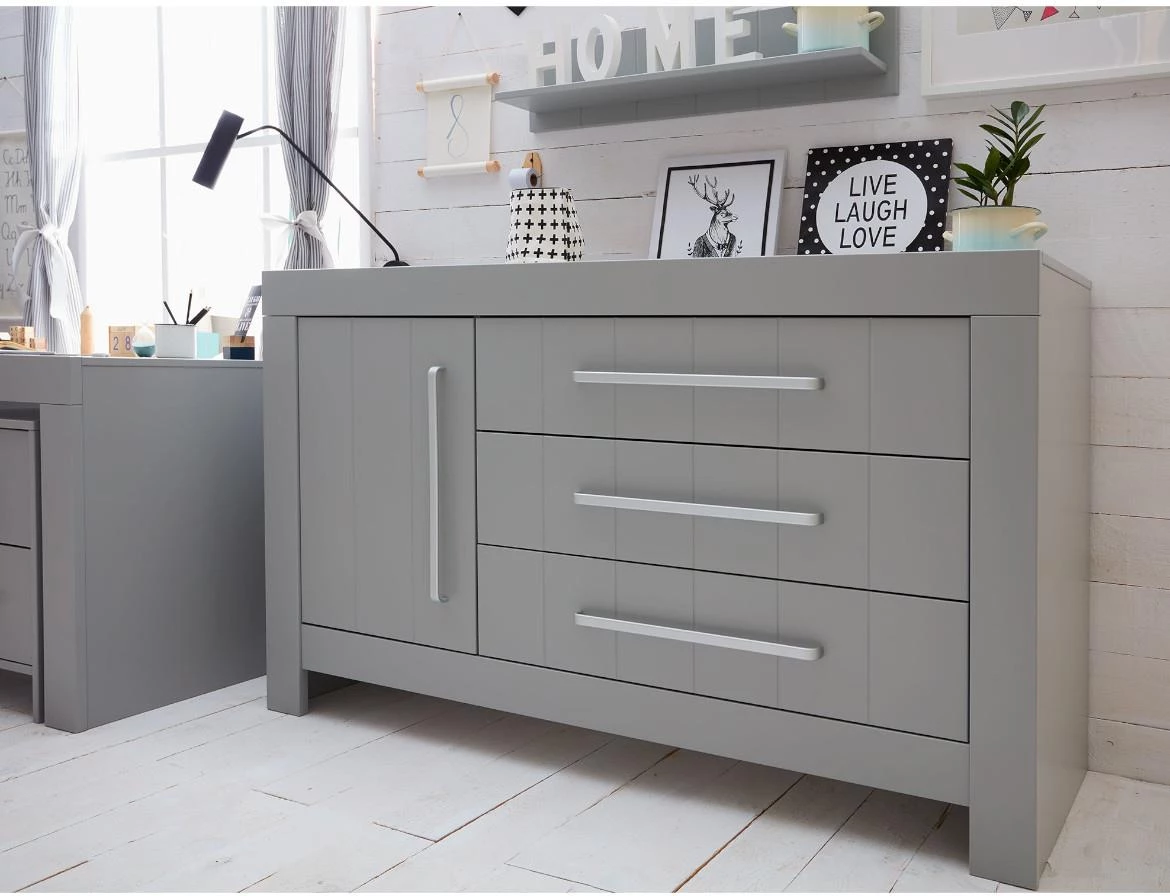 Calmo komoda 1 vrata+3 fioke 156,2x56x94 cm siva