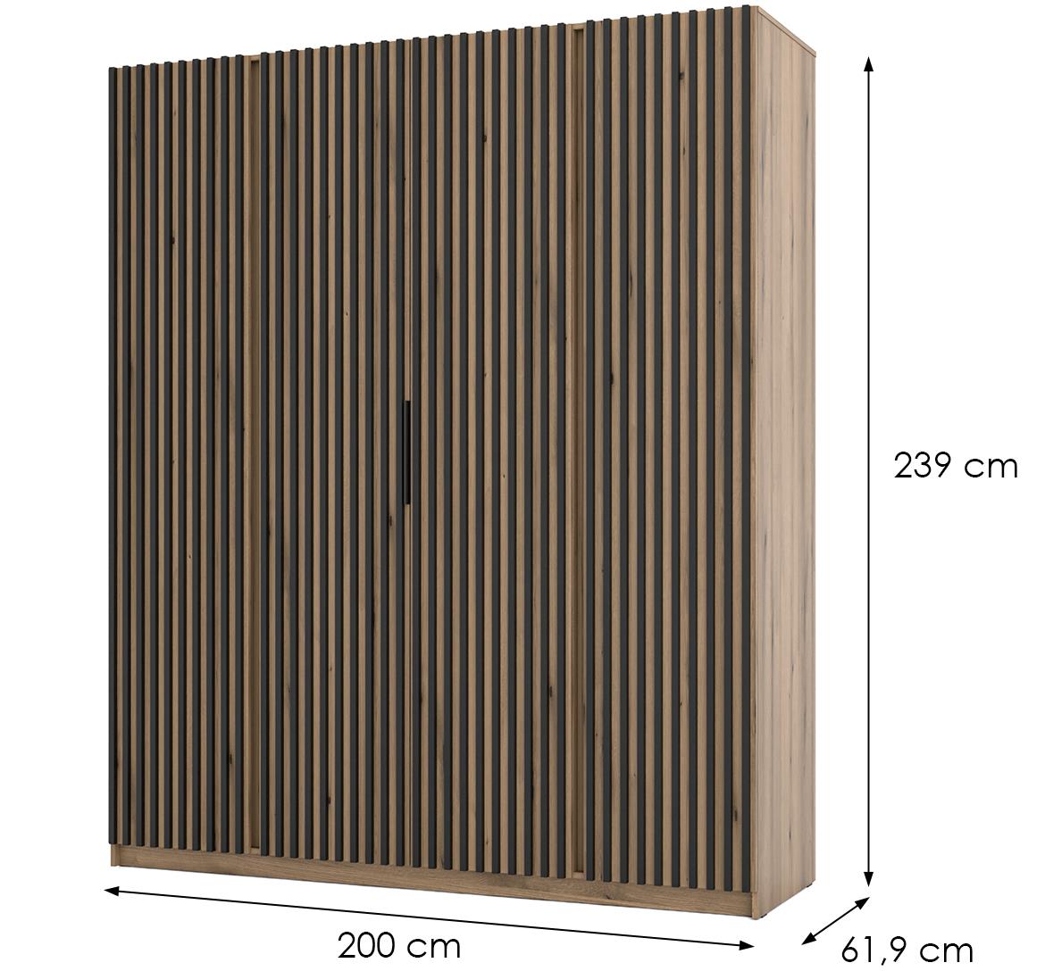 Kaja EV/EV-BL 4LAM ormar 4 vrata 200x62x239 cm hrast