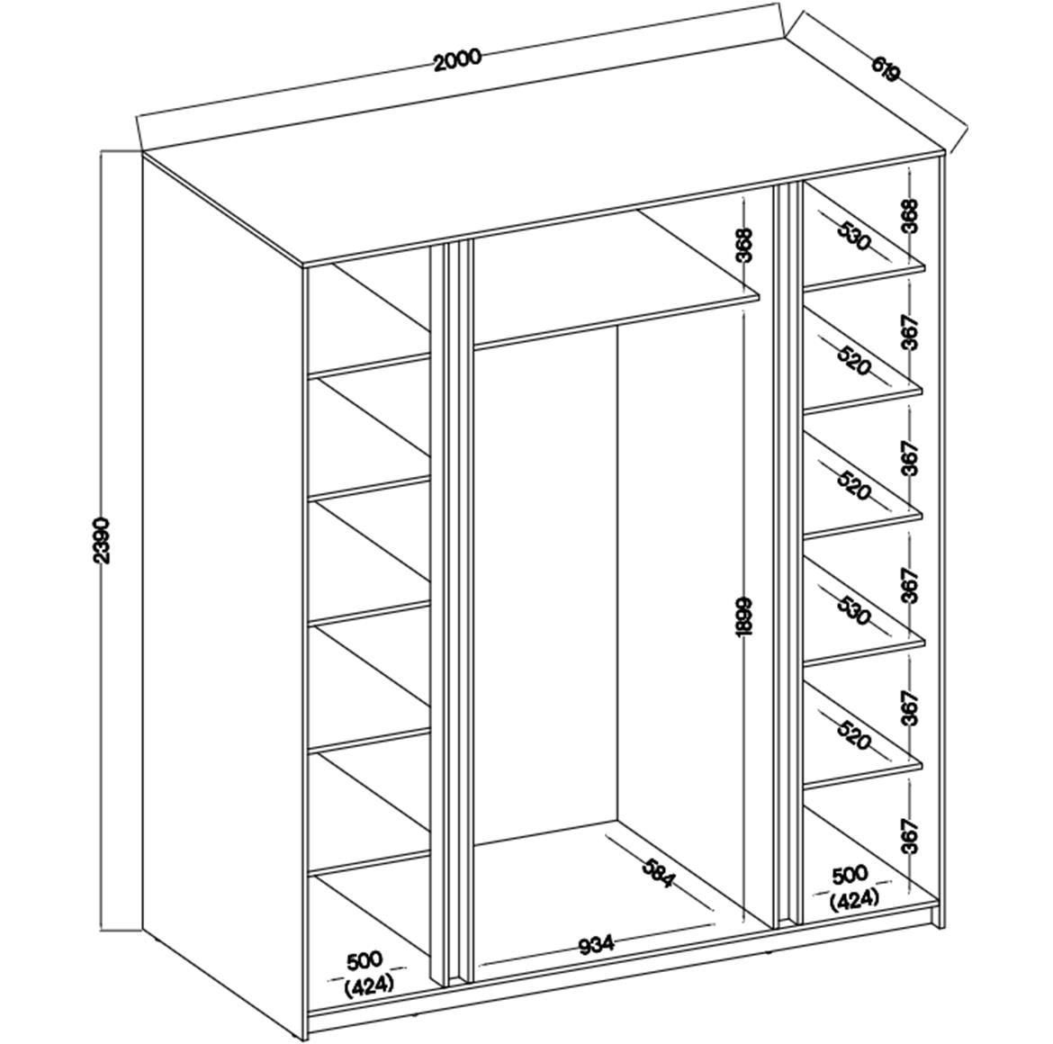 Kaja EV/EV-BL 4LAM ormar 4 vrata 200x62x239 cm hrast