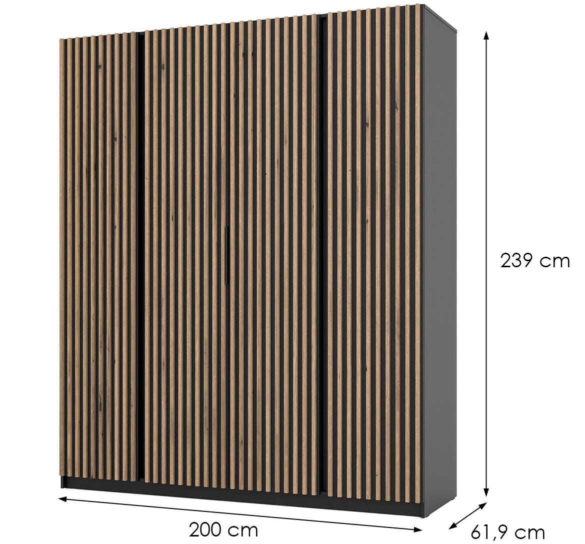 Kaja BL/BL-EV 4LAM ormar 4 vrata 200x62x239 cm crni