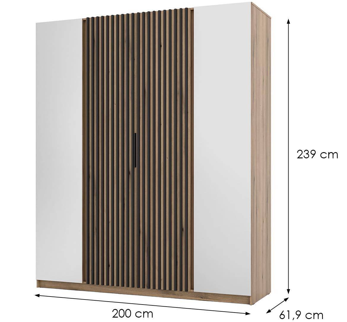 Kaja EV/EV-BL 2LAM ormar 4 vrata/ogledalo 200x62x239 cm hrast