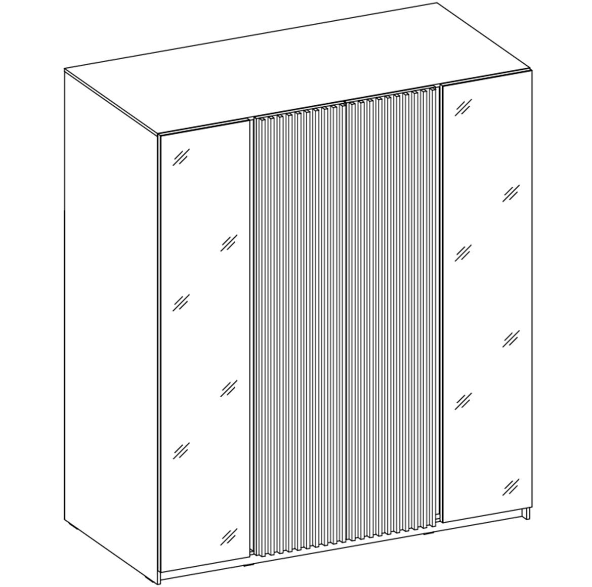 Kaja EV/EV-BL 2LAM ormar 4 vrata/ogledalo 200x62x239 cm hrast