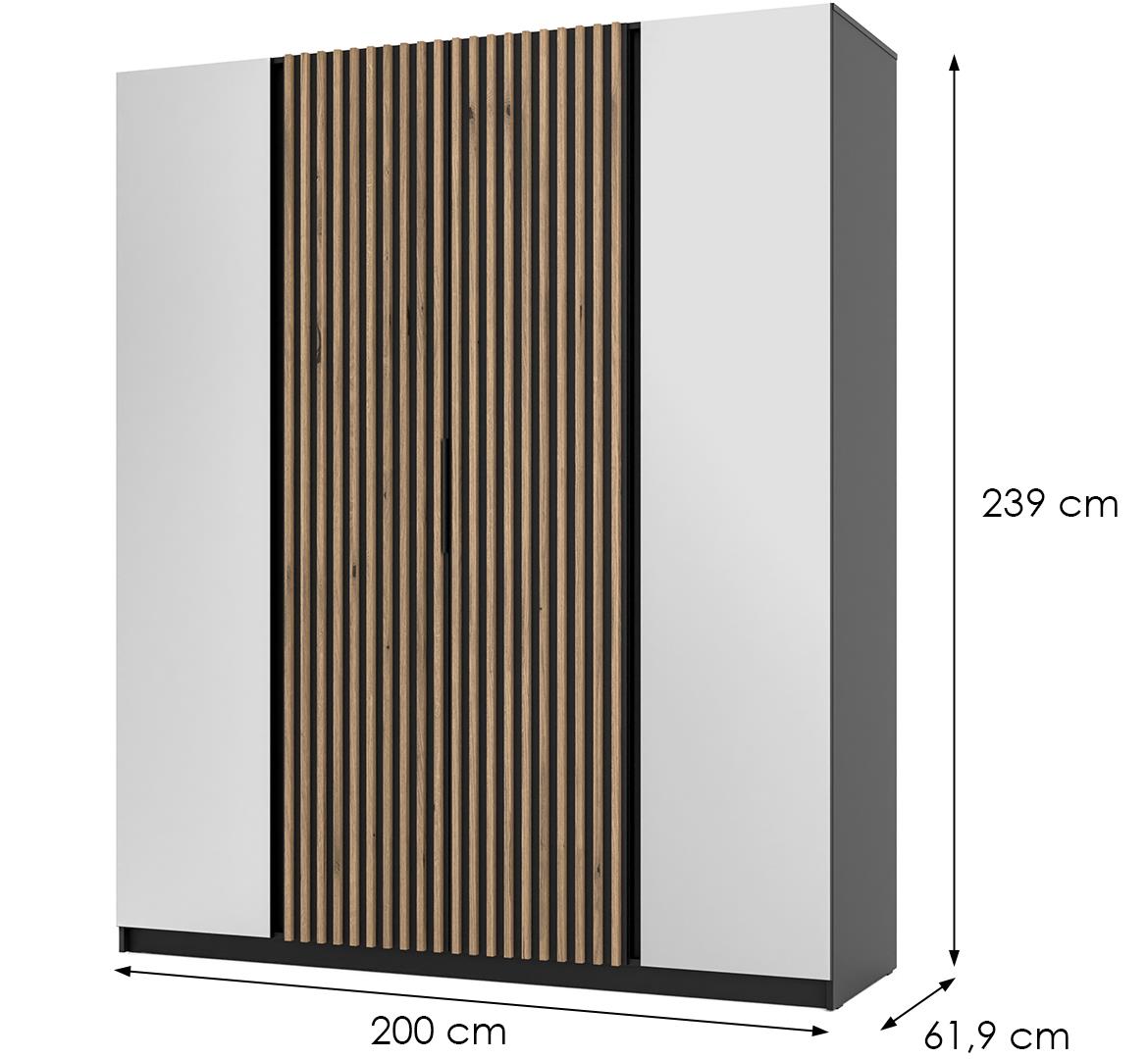 Kaja BL/BL-EV 2 LAM ormar 4 vrata 200x62x239 cm crni