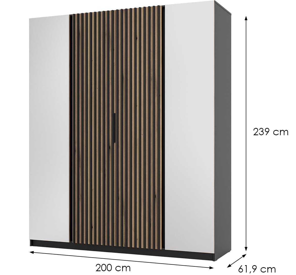 Kaja BL/EV-BL 2 LAM ormar 4 vrata 200x62x239 cm crni