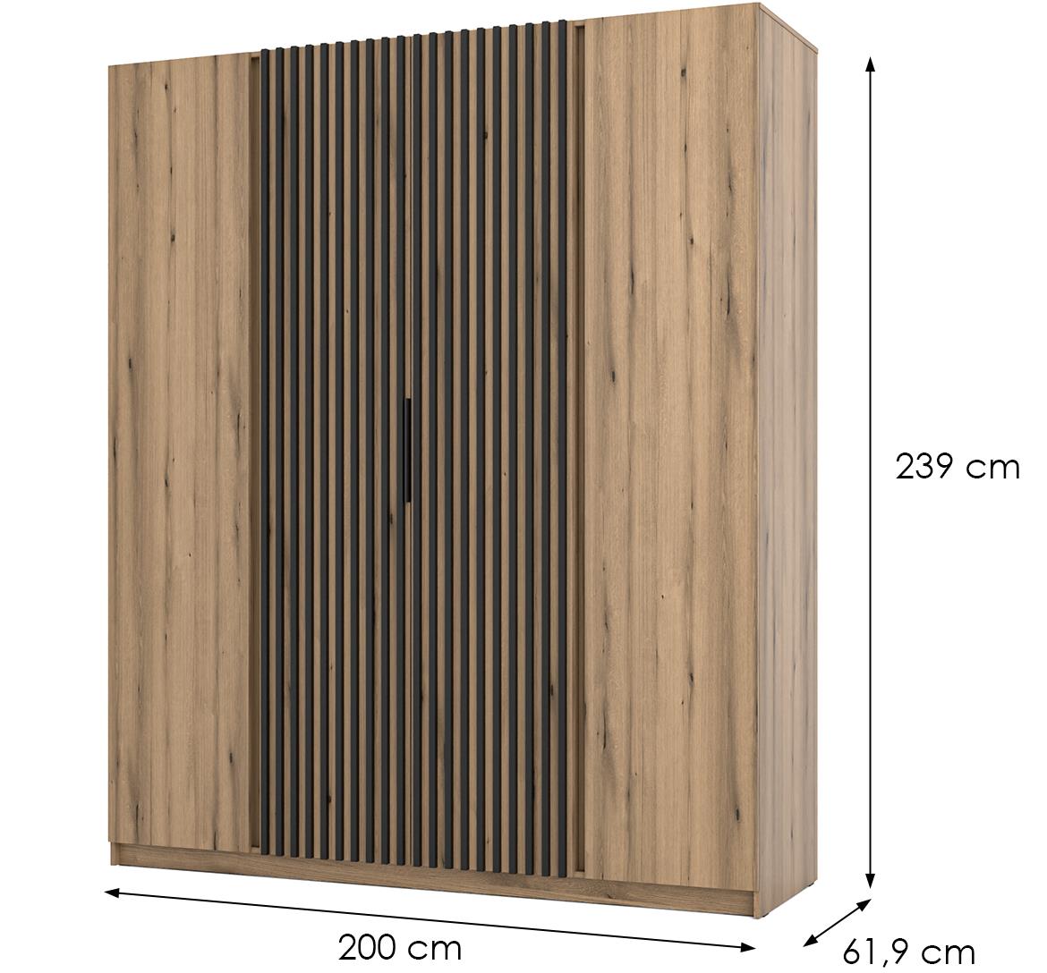 Kaja EV/EV-BL 2F 2LAM ormar 4 vrata 200x62x239 cm hrast