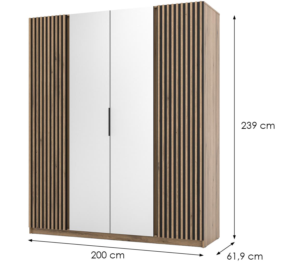 Kaja EV/BL-BL 2LAM 2 ormar 4 vrata/ogledalo 200x62x239 cm hrast