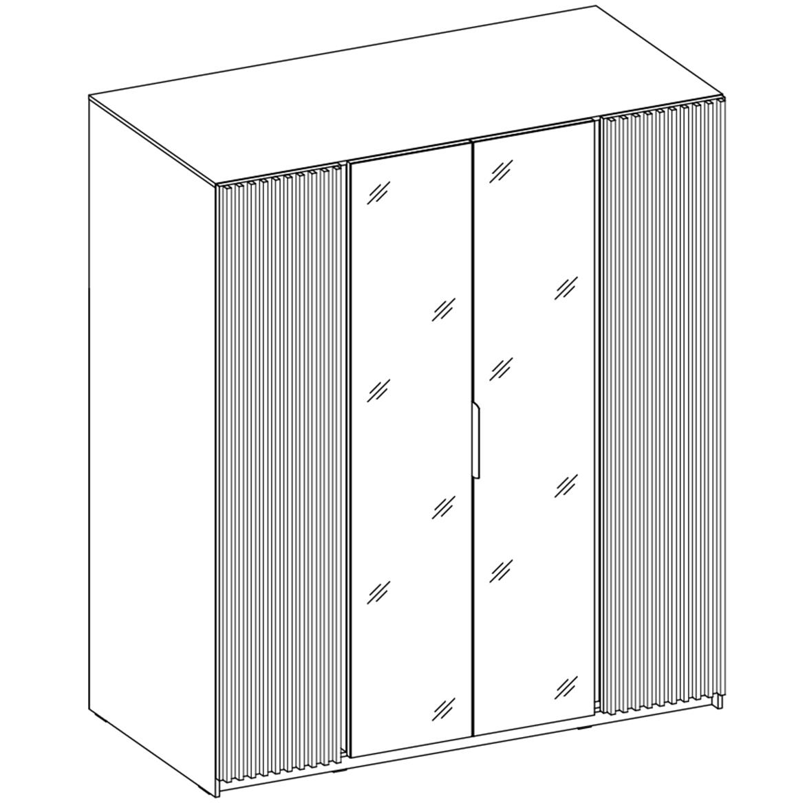 Kaja BL/EV-BL 2LAM 2 ormar 4 vrata/ogledalo 200x62x239 cm crni