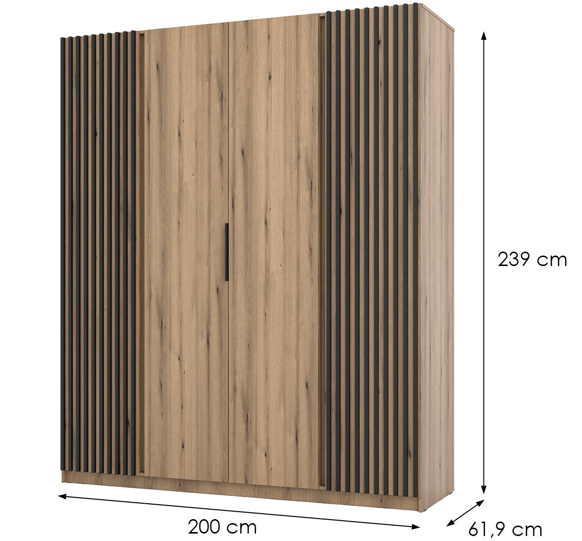 Kaja EV/EV-BL 2LAM 2F ormar 4 vrata200x62x239 cm hrast