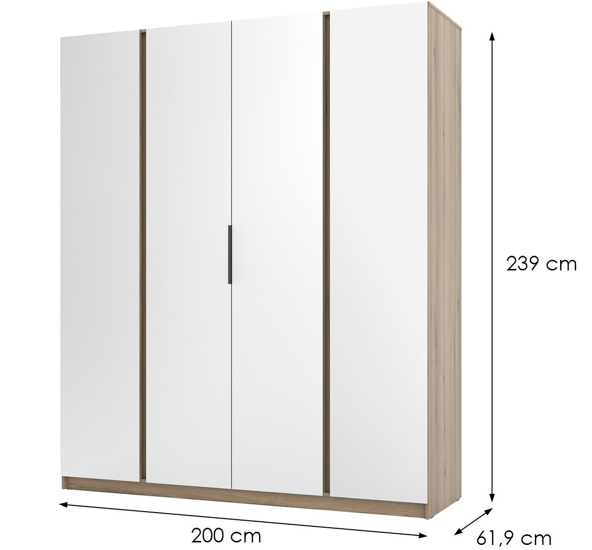 Kaja EV/BL 4 ormar 4 vrata/ogledalo 200x62x239 cm hrast