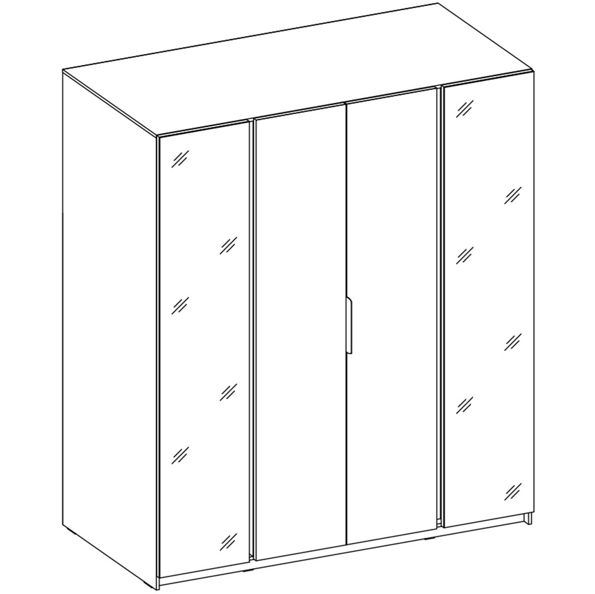 Kaja EV/BL 2 2F ormar 4 vrata/ogledalo 200x62x239 cm crni/hrast