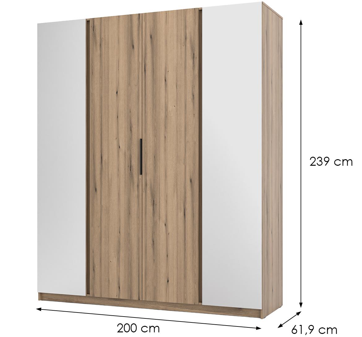 Kaja EV/EV 2 2F ormar 4 vrata/ogledalo 200x62x239 cm hrast