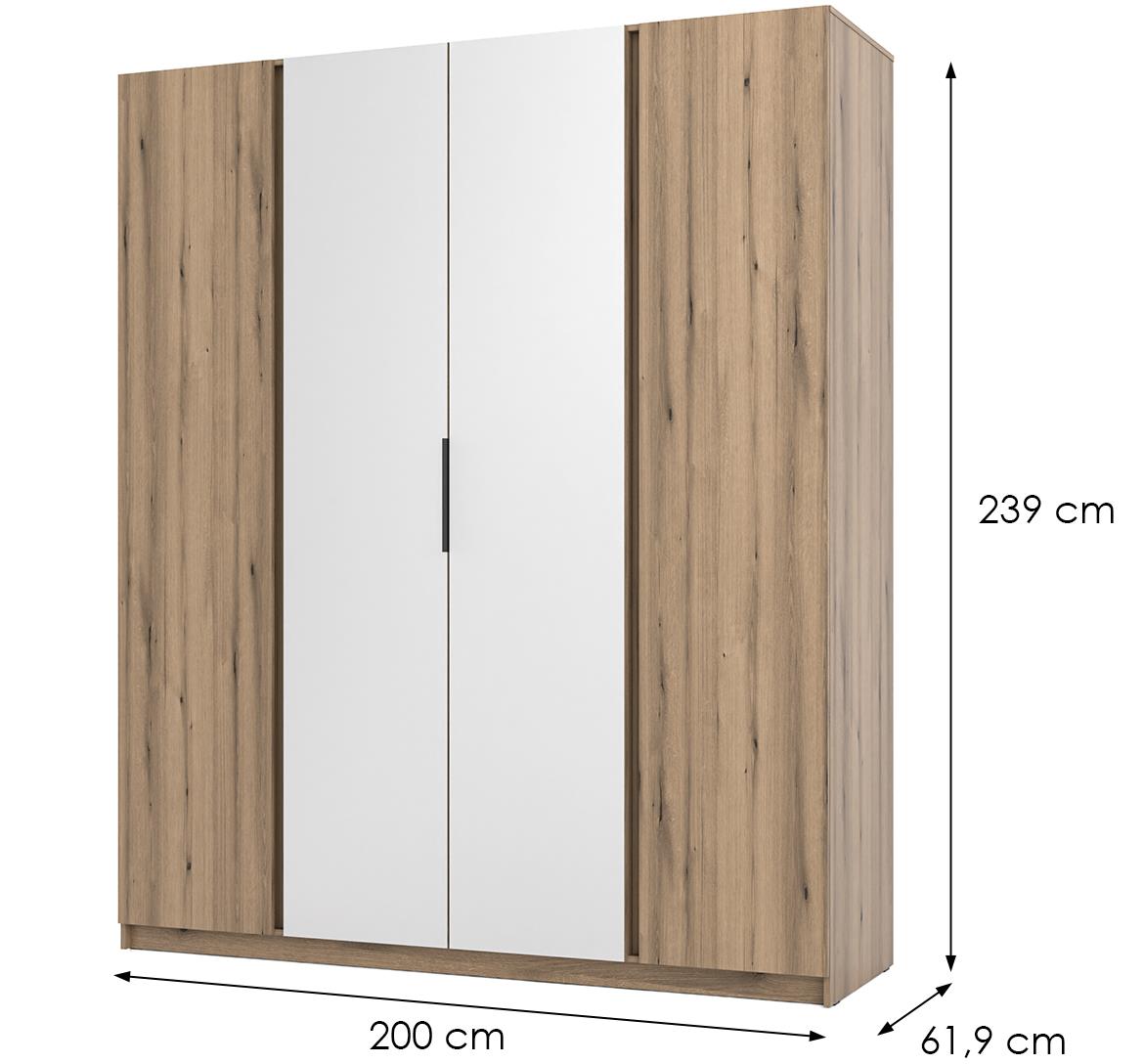 Kaja EV/EV 2F 2 ormar 4 vrata/ogledalo 200x62x239 cm hrast