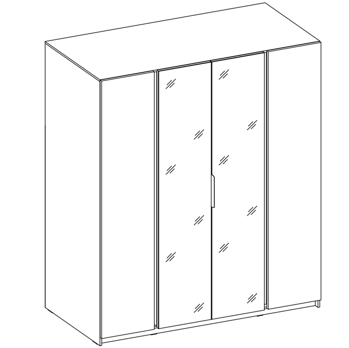 Kaja EV/EV 2F 2 ormar 4 vrata/ogledalo 200x62x239 cm hrast