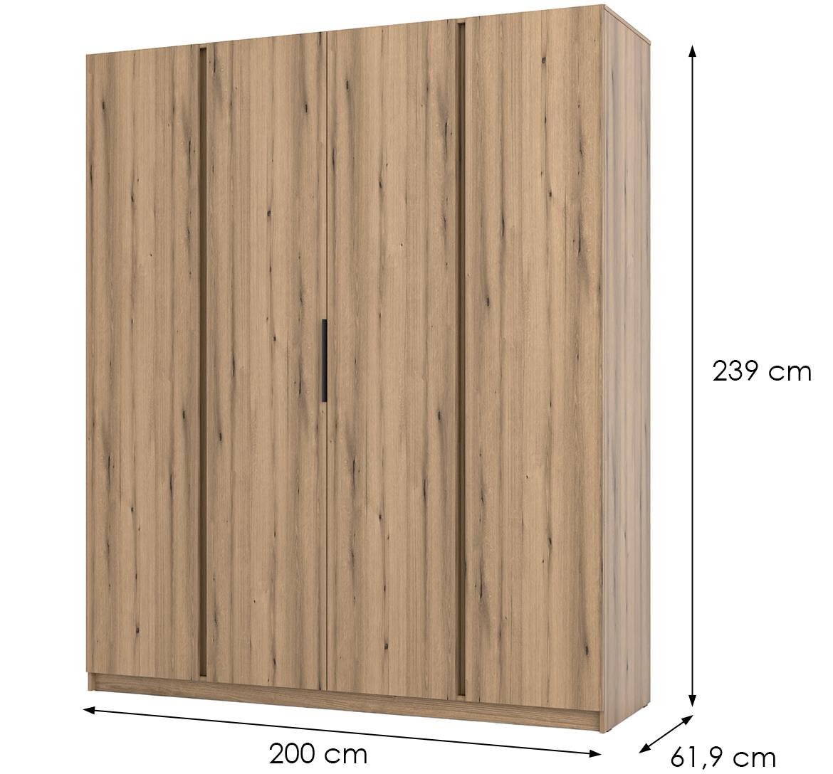 Kaja EV/EV 4F ormar 4 vrata 200x62x239 cm hrast