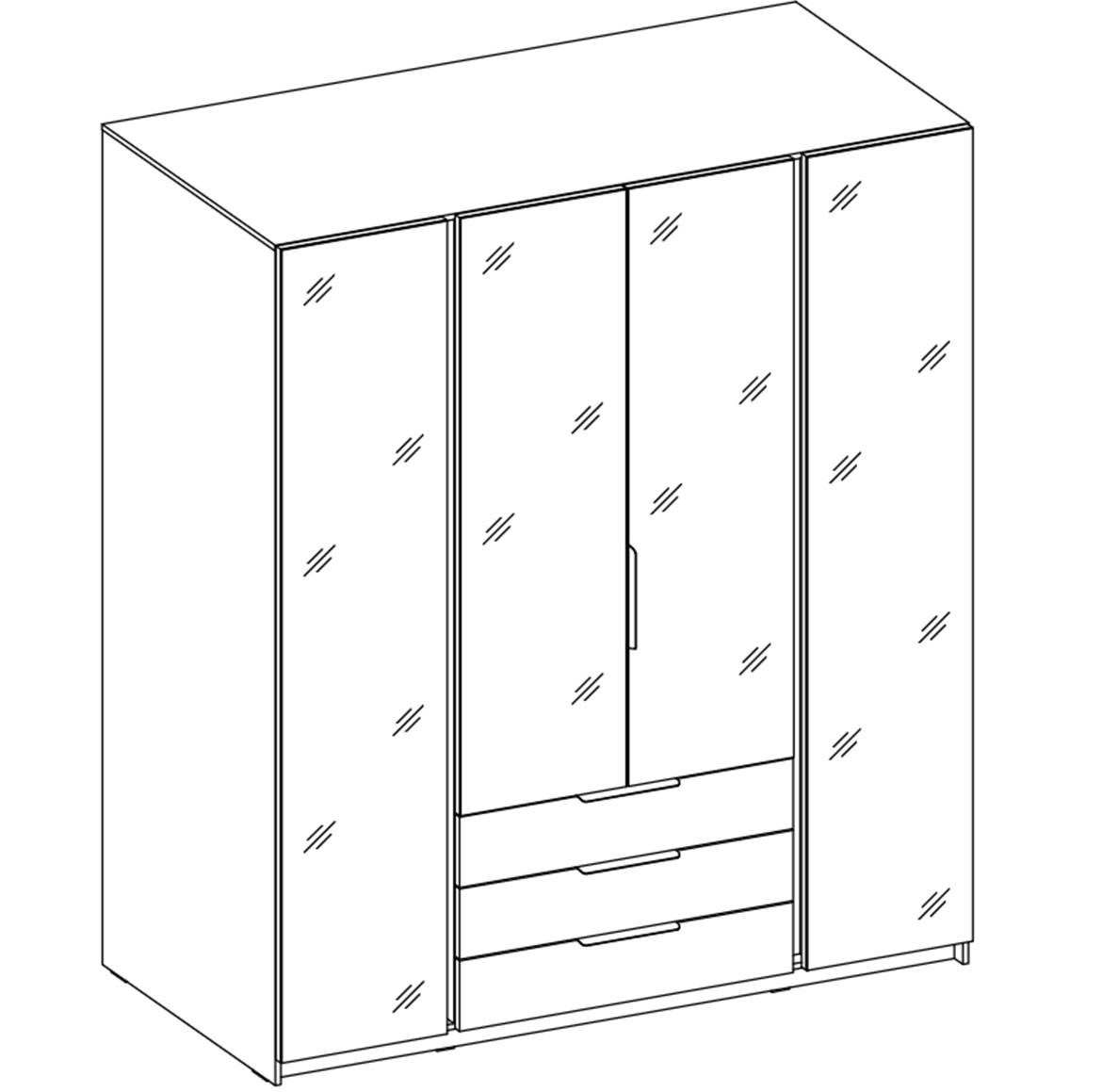 Kaja EV/EV 4 ormar 4 vrata/ogledalo+3 fioke 200x62x239 cm hrast