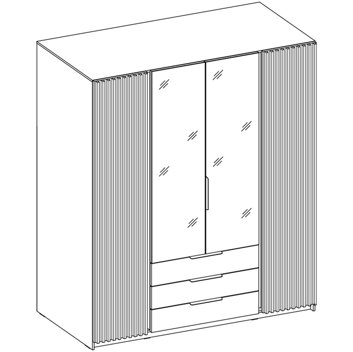 Kaja EV/BL-EV 2LAM ormar 4 vrata/ogledalo+3 fioke 200x62x239 cm crni/hrast