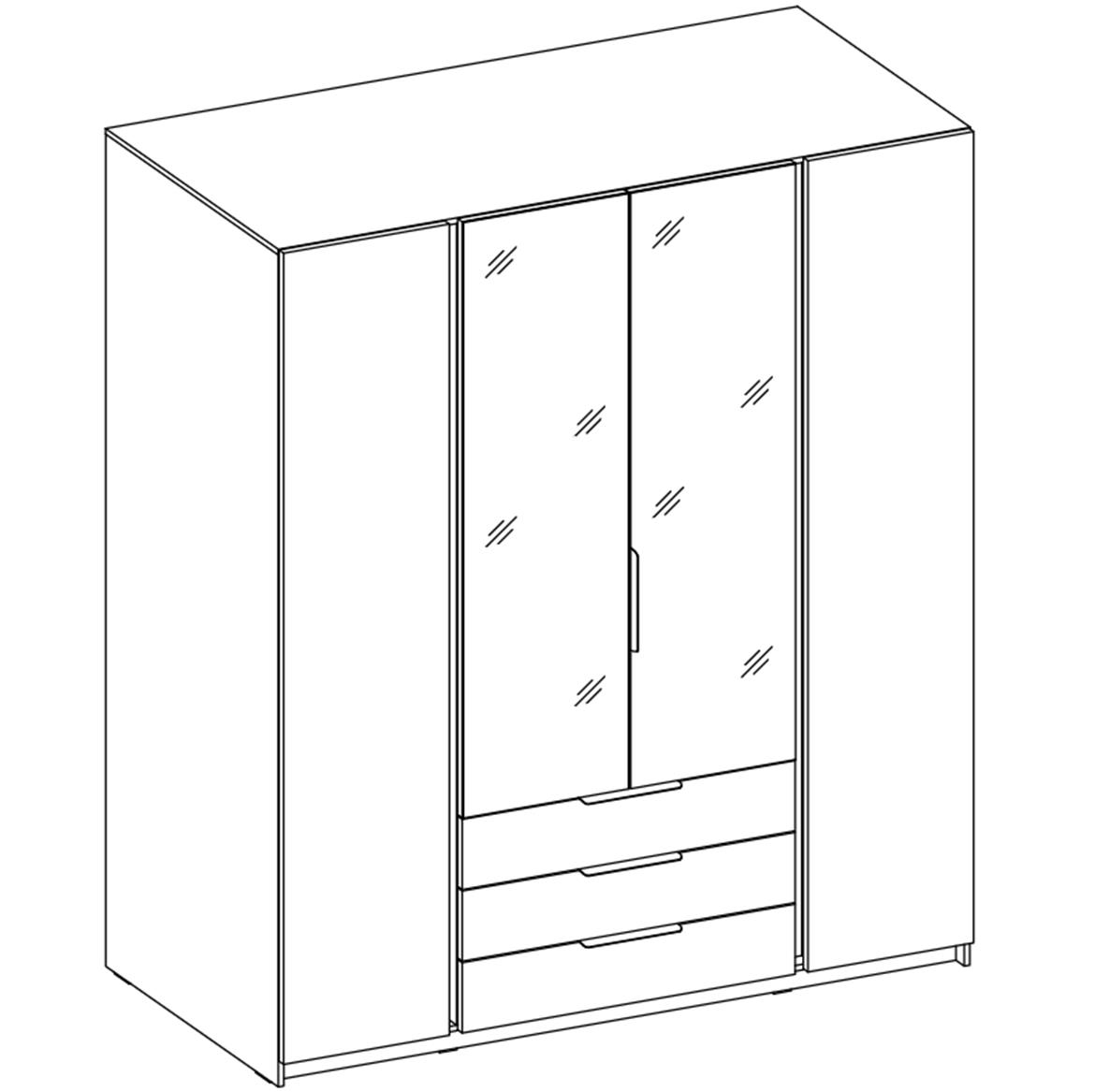 Kaja EV/EV 2F ormar 4 vrata/ogledalo+3 fioke 200x62x239 cm hrast